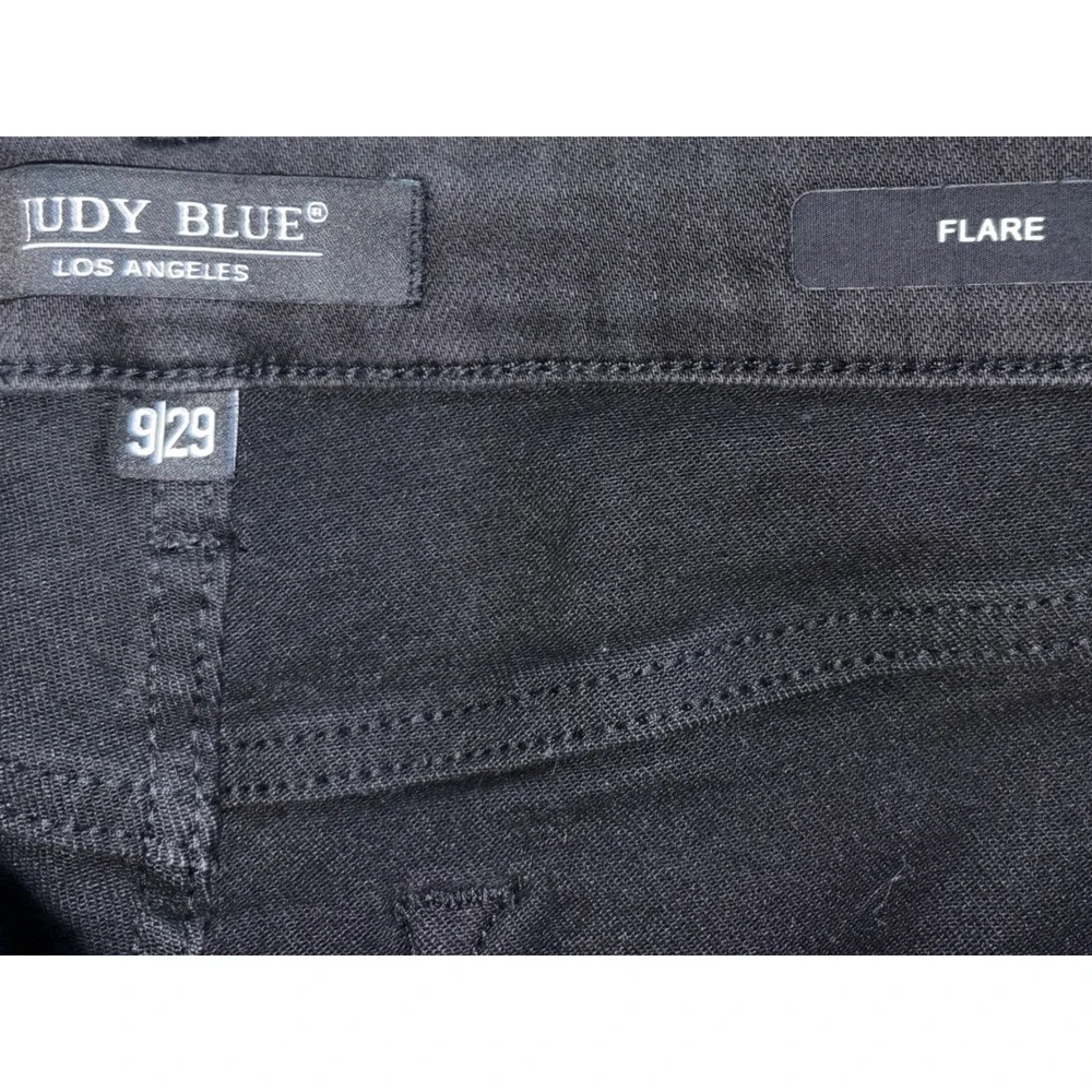 Judy Blue Los Angeles Washed Black High Rise Distressed Flare Jeans Womens 9/29‎